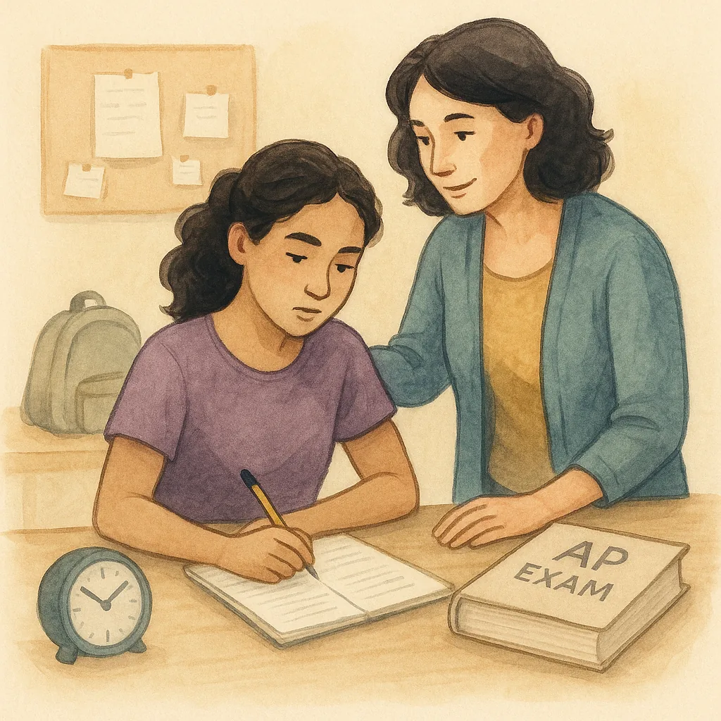 Illustration for AP Exam Season: How Parents Can Help Without Taking Over
