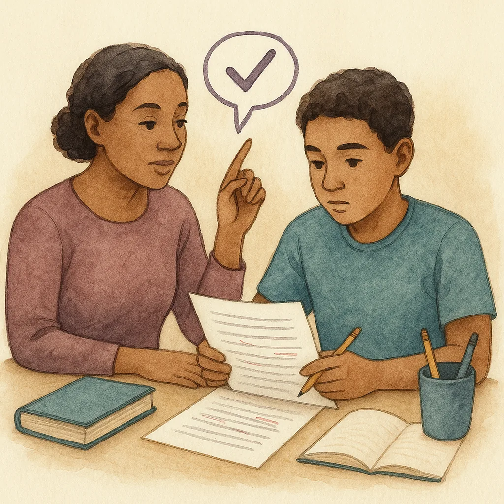 Illustration for How to Give Writing Feedback Without Rewriting Your Child’s Essay