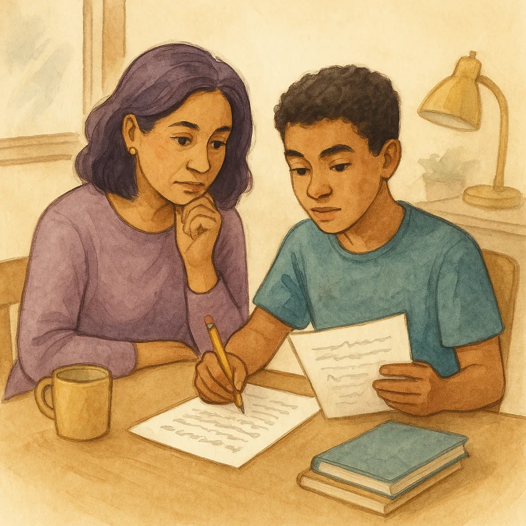 Illustration for How Much Should Parents Help With the College Essay?