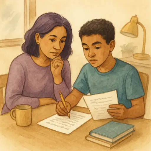 Illustration for How Much Should Parents Help With the College Essay?
